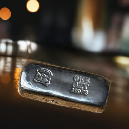 1 Troy Oz, VW Camper Front View, Silver bar. - Image 2