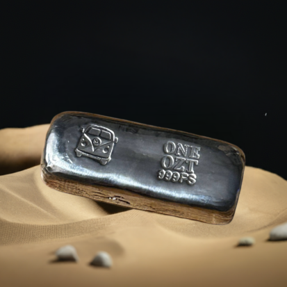 1 Troy Oz, VW Camper Front View, Silver bar. - Image 3