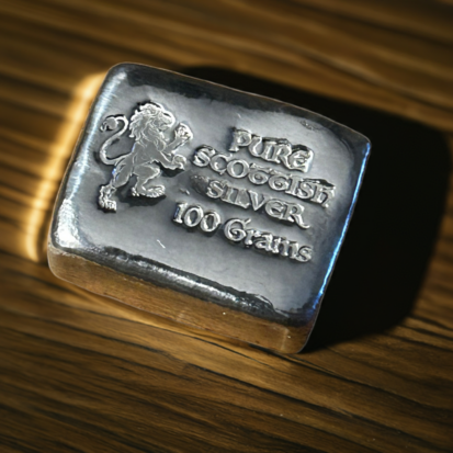 100g Chunky Solid Silver Bar - Lion Stamp - Image 5