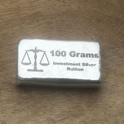 100 grams solid silver investment bar, 999fs fine bullion made in Scotland, perfect for wealth preservation gift.