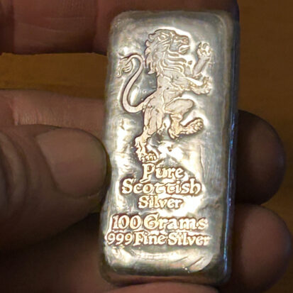 100g Solid Silver Bar – Lion Stamp