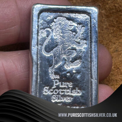Lipped Lion Bar -100g Hand Poured Silver Bar Rampant Lion Stamp, Investment Silver