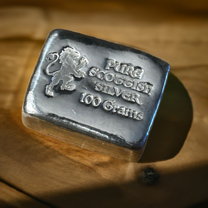100g Chunky Solid Silver Bar - Lion Stamp - Image 3