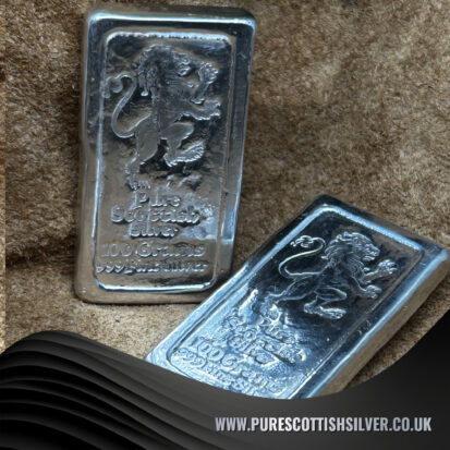 Lipped Lion Bar -100g Hand Poured Silver Bar Rampant Lion Stamp, Investment Silver 4