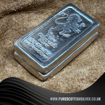 Lipped Lion Bar -100g Hand Poured Silver Bar Rampant Lion Stamp, Investment Silver 3