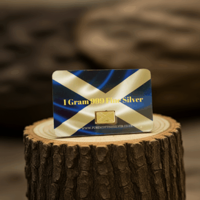 1 gram Saltire solid silver  bar, 999fs handcrafted in Scotland, ideal for stacking and gifting silver enthusiasts. - Image 2