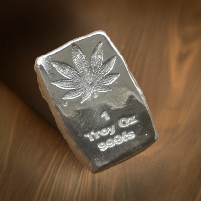 1 Troy oz cannabis leaf bar, 999fs, solid silver, handmade in Scotland, perfect silver gift - Image 3