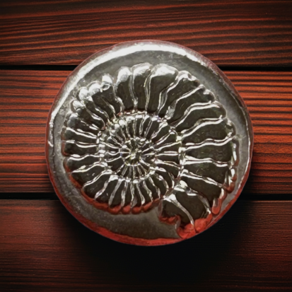 1 oz Solid Silver Round, Ammonite Fossil Detail - Luxurious Collectible Coin - Unique Birthday or Graduation Gift for Fossil Lovers