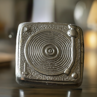 In the mix  - Stamped Turntable 1 Troy Oz Silver, Collectible Investment, Perfect Gift for Music Enthusiasts - Image 2