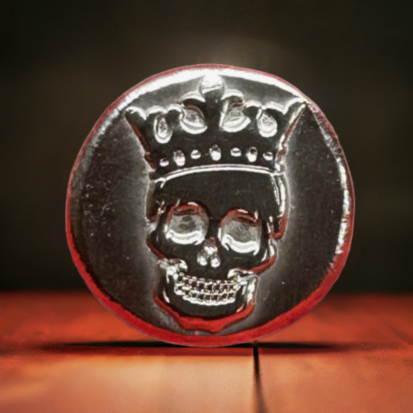 1oz Solid Silver Round with Embossed Crowned Skull - Artisanal Collectible, Ideal Gift for Numismatics and Gothic Decor Lovers - Image 2