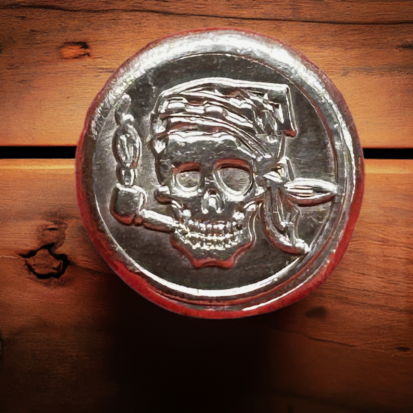 1 Troy Oz Silver Round, Swashbuckling Pirate Skull with Pipe Detail, Heirloom-Quality Collectible, Ideal Gift for Pirate Enthusiasts - Image 4