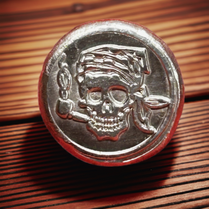 1 Troy Oz Silver Round, Swashbuckling Pirate Skull with Pipe Detail, Heirloom-Quality Collectible, Ideal Gift for Pirate Enthusiasts - Image 5