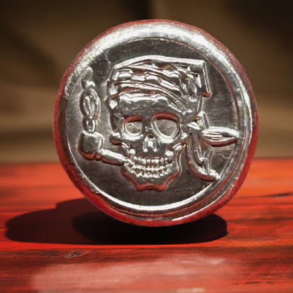1 Troy Oz Silver Round, Swashbuckling Pirate Skull with Pipe Detail, Heirloom-Quality Collectible, Ideal Gift for Pirate Enthusiasts - Image 6