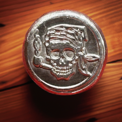 1 Troy Oz Silver Round, Swashbuckling Pirate Skull with Pipe Detail, Heirloom-Quality Collectible, Ideal Gift for Pirate Enthusiasts - Image 3