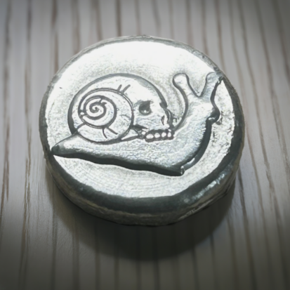 Gothic 1 Troy Oz Silver Round with Skull Snail Motif, Handcrafted Pure Silver Coin, Ideal for Collectors or Unusual Gift - Image 8