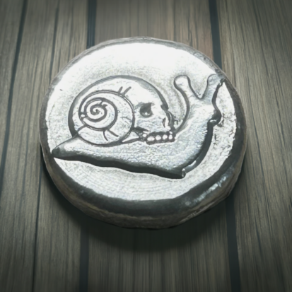 Gothic 1 Troy Oz Silver Round with Skull Snail Motif, Handcrafted Pure Silver Coin, Ideal for Collectors or Unusual Gift - Image 7