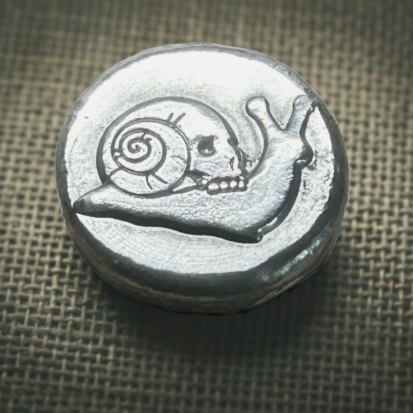 Gothic 1 Troy Oz Silver Round with Skull Snail Motif, Handcrafted Pure Silver Coin, Ideal for Collectors or Unusual Gift - Image 11