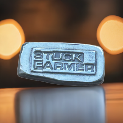 1oz Stuck Farmer Silver Bar 999fs, Premium Craftsmanship from Scotland, Unique Gift for Silver Enthusiasts.