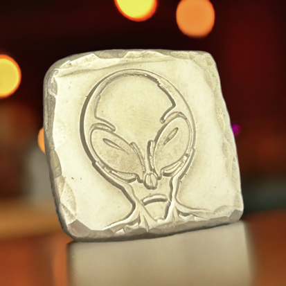 1 Troy Oz Fine 999 Silver Alien Square, Scottish Handmade Treasure for Unique Gift Ideas - Image 7