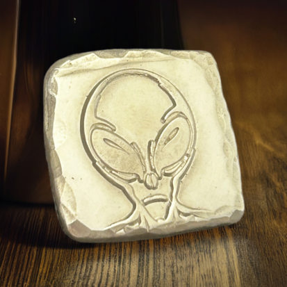 1 Troy Oz Fine 999 Silver Alien Square, Scottish Handmade Treasure for Unique Gift Ideas - Image 4