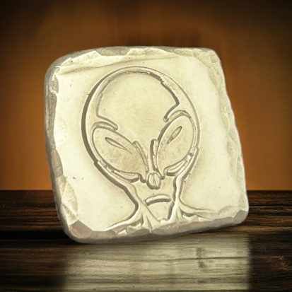 1 Troy Oz Fine 999 Silver Alien Square, Scottish Handmade Treasure for Unique Gift Ideas - Image 9