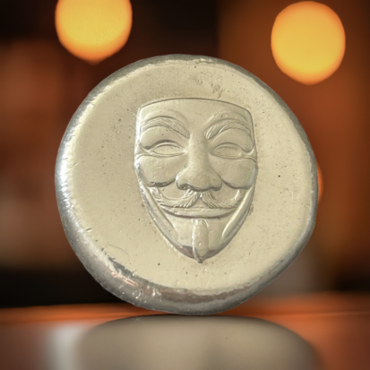 1 troy oz silver round, 999 fine silver Anonymous Mask Coin, Hand poured Collectible, Unique Gift for Art and Movie Lovers - Image 8