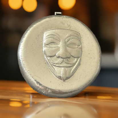 1 troy oz silver round, 999 fine silver Anonymous Mask Coin, Hand poured Collectible, Unique Gift for Art and Movie Lovers - Image 7