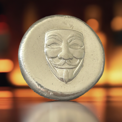 1 troy oz silver round, 999 fine silver Anonymous Mask Coin, Hand poured Collectible, Unique Gift for Art and Movie Lovers - Image 6