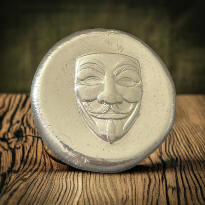1 troy oz silver round, 999 fine silver Anonymous Mask Coin, Hand poured Collectible, Unique Gift for Art and Movie Lovers - Image 2
