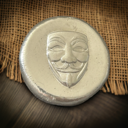1 troy oz silver round, 999 fine silver Anonymous Mask Coin, Hand poured Collectible, Unique Gift for Art and Movie Lovers - Image 3