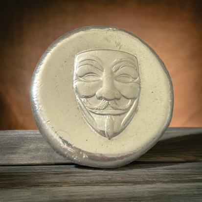 1 troy oz silver round, 999 fine silver Anonymous Mask Coin, Hand poured Collectible, Unique Gift for Art and Movie Lovers - Image 4