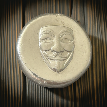 1 troy oz silver round, 999 fine silver Anonymous Mask Coin, Hand poured Collectible, Unique Gift for Art and Movie Lovers