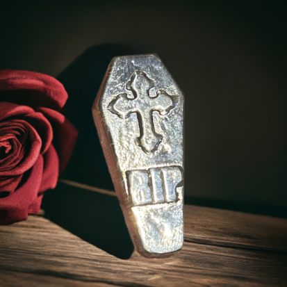 1 Troy Oz Solid Silver RIP Coffin