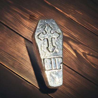 1 Troy Oz Solid Silver RIP Coffin - Image 4