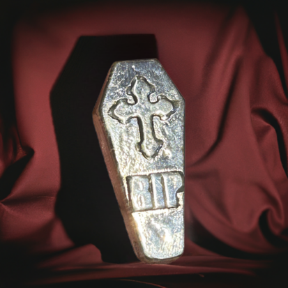 1 Troy Oz Solid Silver RIP Coffin - Image 7