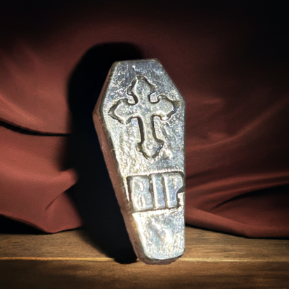 1 Troy Oz Solid Silver RIP Coffin - Image 3