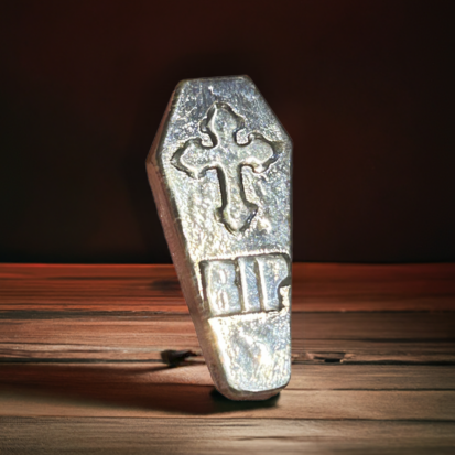 1 Troy Oz Solid Silver RIP Coffin - Image 9