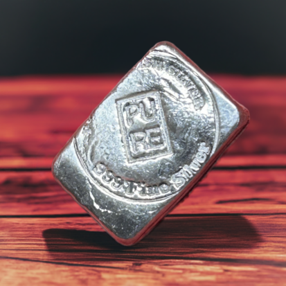 Pure Scottish Silver 1 Troy oz Flat Bar (pure) - Unique Hand Poured Ingot, Wealth Preservation - Exceptional Gift for Collectors