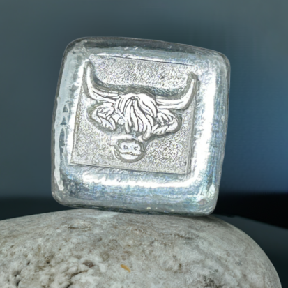 1oz Silver Square with Highland Cow Stamp, Handcrafted in Scotland, Unique Collectible for Bullion Lovers, Perfect Gift for Animal Enthusiasts - Image 3