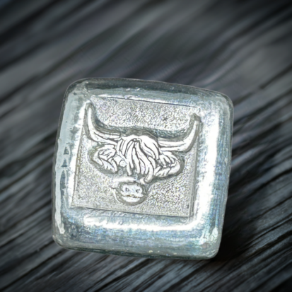 1oz Silver Square with Highland Cow Stamp, Handcrafted in Scotland, Unique Collectible for Bullion Lovers, Perfect Gift for Animal Enthusiasts - Image 4