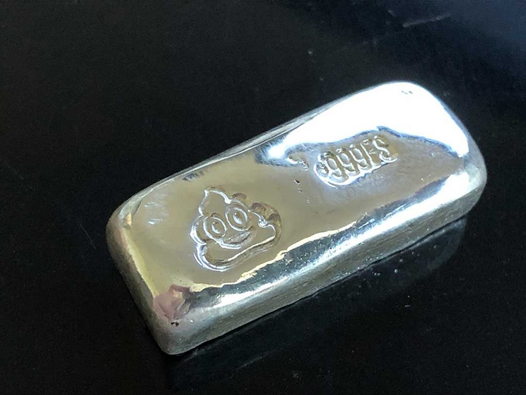 Poo Emoji 1 Troy Oz Silver bar | Pure Scottish Silver