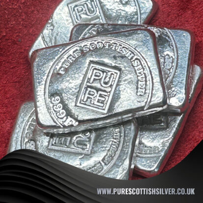 Pure Scottish Silver 1 Troy oz Flat Bar (pure) – Unique Hand Poured Ingot, Wealth Preservation – Exceptional Gift for Collectors