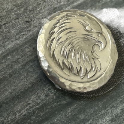 2 Troy oz Solid Silver Round with American Eagle Stamp, Handmade 999 Fine Silver from Scotland, Unique Collectible Gift - Image 3