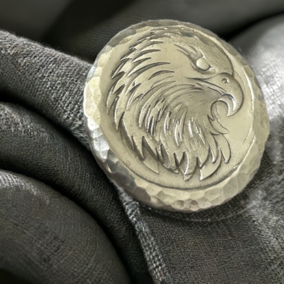 2 Troy oz Solid Silver Round with American Eagle Stamp, Handmade 999 Fine Silver from Scotland, Unique Collectible Gift - Image 5