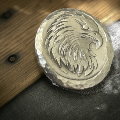 2 Troy oz Solid Silver Round with American Eagle Stamp, Handmade 999 Fine Silver from Scotland, Unique Collectible Gift - Image 6