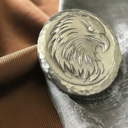 2 Troy oz Solid Silver Round with American Eagle Stamp, Handmade 999 Fine Silver from Scotland, Unique Collectible Gift
