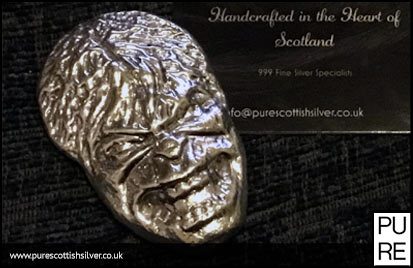 Solid Silver Hulk Face Hand Poured