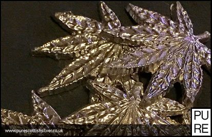 Hand Poured Silver Cannabis Leaf