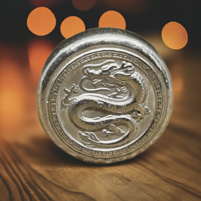 Silver Dragon Round 2oz (Chinese)- Handcrafted Solid Silver Coin, Mythical Dragon Design, Ideal for Silver Collectors or Fantasy Gifts - Image 4