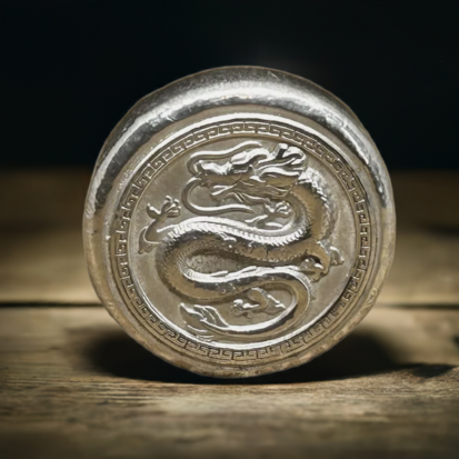 Silver Dragon Round 2oz (Chinese)- Handcrafted Solid Silver Coin, Mythical Dragon Design, Ideal for Silver Collectors or Fantasy Gifts - Image 3